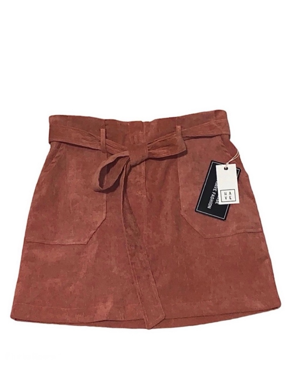 Anthropologie Have LA Bow Tie Waist Belt Corduroy Mini Skirt Medium Rustic Tan